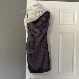 Jessica McClintock One-Shoulder Layered Dress in Deep Purple